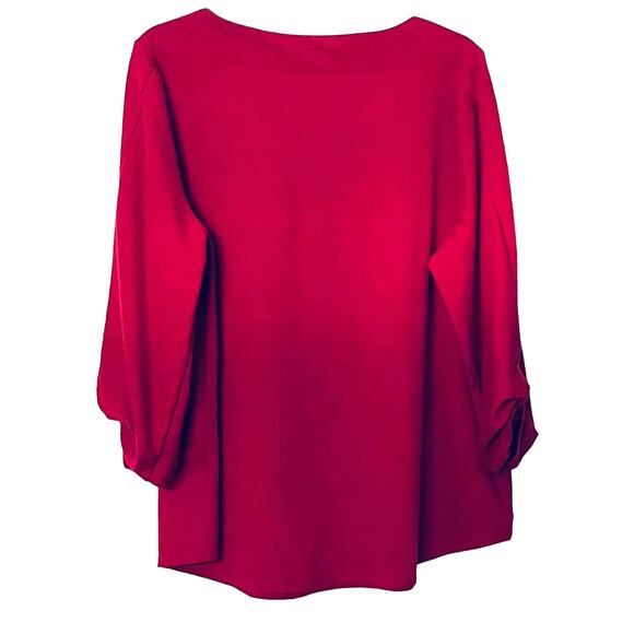 DRESSBARN LONG SLEEVE PULL-OVER TUNIC TOP, WOMENS, 2X, CRANBERRY, ROUND NECK - Picture 5 of 10